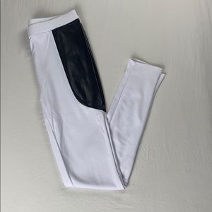 White and Black Faux Leather Leggings